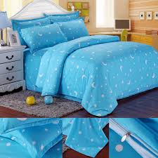 cotton blue stars moon printing bedding