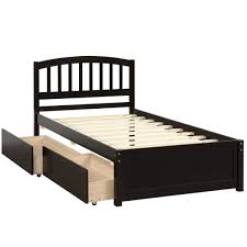 2 Drawers Wood Bed Frame With Headboard