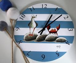 Ice Cream Thief Large Clock Blue Stripe