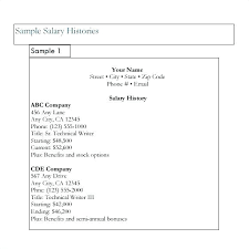 Salary History Sample Template Resume With The Best For Samples