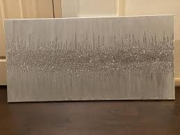 Silver Glitter Abstract Modern Art Wall