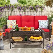 Wicker Outdoor Patio 3 Seat Sofa Couch