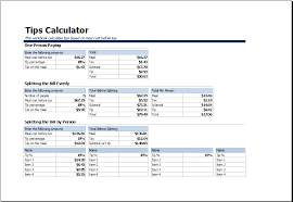 Ms Excel Printable Tips Calculator Tempate Excel Templates