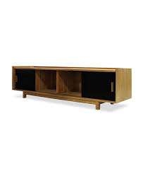 Haruto Teak Tv Console With Black Glass