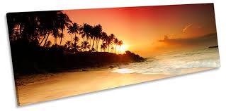 Sandy Beach Sunset Tropical Sun Canvas