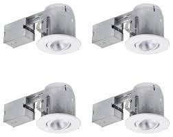 5 In White Recessed Kit 4 Pack Led Bulbs Included Contemporary Recessed Lighting Kits By Globe Electric