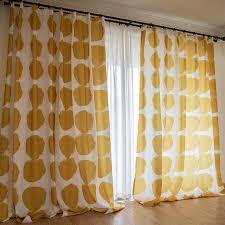 mid century modern polka dot yellow curtain