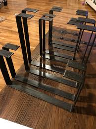 Trestle industrial table base, levelers, set of 2 $369.00. Handcrafted Forged Rustic Reclaimed Metal Coffee Table Legs Steel Square Rectangle Brackets Modern Bracke Diy Coffee Table Coffee Table Legs Coffee Table Wood