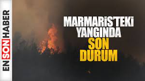 Marmaris'teki yangında son durum: Helikopterden görüntüler