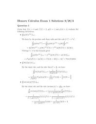 There are many theorems and formulas in calculus. Honors Calculus Exam 1 Solutions Pdf Version