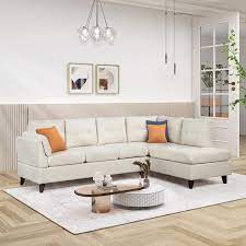 Arm Linen Modern L Shaped Sofa