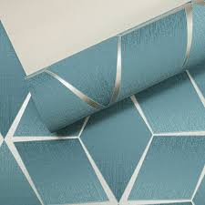 Rasch Textured Geometric Wallpaper Teal