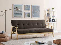 fabric sofa bed 3 seater wooden frame