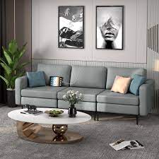 Convertible Leather Sofa Couch With