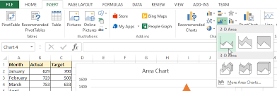2d 3d Area Chart In Excel Tech Funda