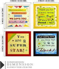 Indianara Set of 4 Kids Room Motivational Quotes Paintings (2520) without  glass 9.5 x 9.5 inch each : Amazon.in: Home & Kitchen