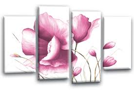 Fl Wall Art Picture Pink White Grey