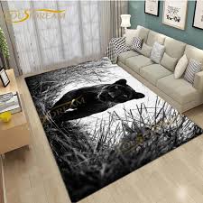 3d galaxy panther rug black