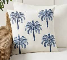 embroidered outdoor throw pillow