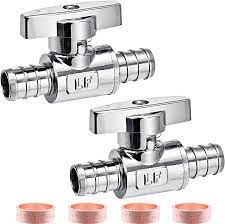 Minimprover 2 Pack LF Brass,1/2" Pex x 1/2" PEX Chrome-Plated 90° Angle Stop  Shut-Off Ball Valve For Faucet Or Toilet Installation With 4 Rings - -  Amazon.com