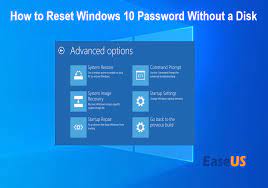 to reset windows 10 pword without