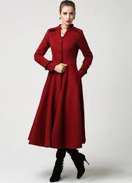 Red Coat Maxi Coat Wool Coat