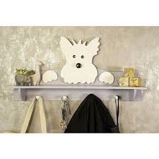 Scottie Dog Kids Wooden Wall Shelf With