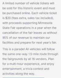 Keep patience and scroll the questions. Jason Derusha On Twitter Minnesota State Fair Announces A Food Parade You Buy A 20 Ticket Drive A 1 5 Mile Route With 16 Vendors Including Tom Thumb Donuts Mnfries Quevietonastick Gigglescg