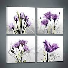 4 panles elegant purple tulip