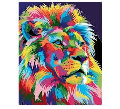colorful lion abstract lion painting