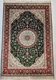 4x6 ft traditional silk rug emerald