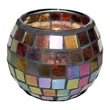 Coloured Mosaic Glass Candle Holder 10