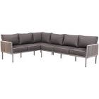 Brokking Grey Wicker Outdoor Sectional with Steel Frame and Grey Cushions - 2-Piece allen + roth