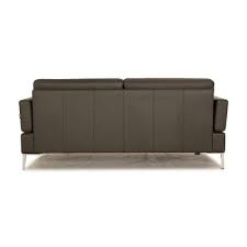Leather Three Seater Grey Sofa From