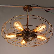 I want to install a ceiling fan with a light kit in a bedroom of my home. Retro Industrial Fan Style Metal Cage Ceiling Light 5 Lights Semi Flush Mount Rustic Pendant Light Lamp Hanging Light Fixture E27 Bulb Base For Indoor Lighting Without Bulbs Walmart Com Walmart Com