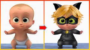boss baby glow up into miraculous cat