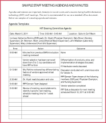 Sample Staff Meeting Minutes Template Standard Of Format For