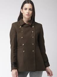 Buy Madame Women Olive Brown Solid Pea