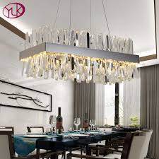 Youlaike Modern Crystal Chandelier For Dining Room Rectangle Design Kitchen Island Lighting Fixtures Chrome Led Cristal Lustre Chandeliers Aliexpress