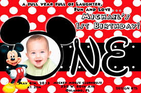 Mickey St Birthday Invitations Good Personalized Mickey Mouse 1st