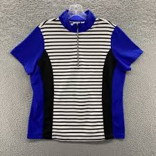 chicos zenergy golf top 2 blue striped