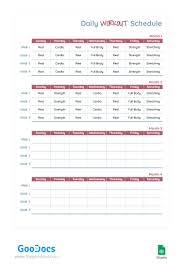 daily workout schedule template