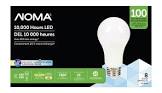 LED A19 100W Daylight Light Bulb, 8-pk Noma