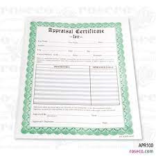roseco appraisal certificate forms