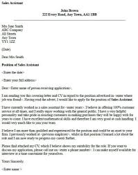 Sales Assistant Cover Letter Example No Experience