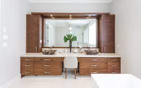 bathroom vanity with makeup desk