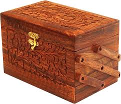 handcrafted wooden jewelry box 3 tier