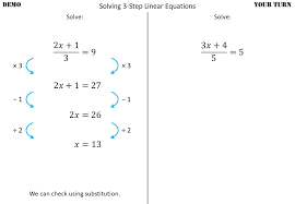 solving 3 step linear equations non