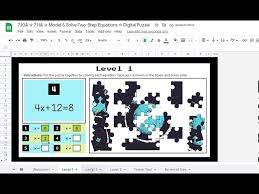 Two Step Equations Digital Puzzle
