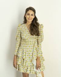 wife mira rajput s ruffled print dress